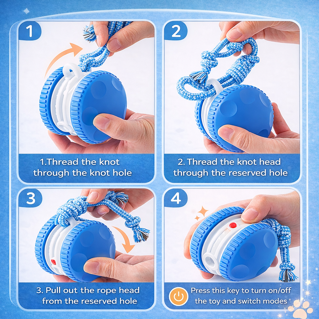 Interactive Dog Enrichment Ball with Rope Toy