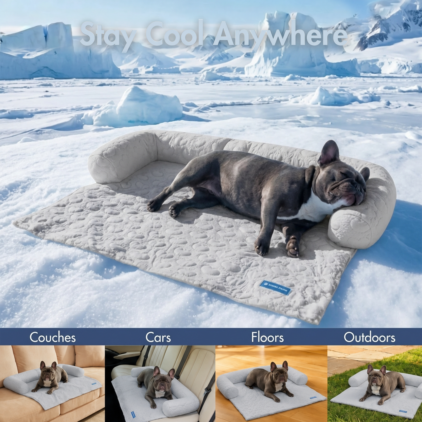 Cooling Couch Cover Dog Bed with Bolster Support