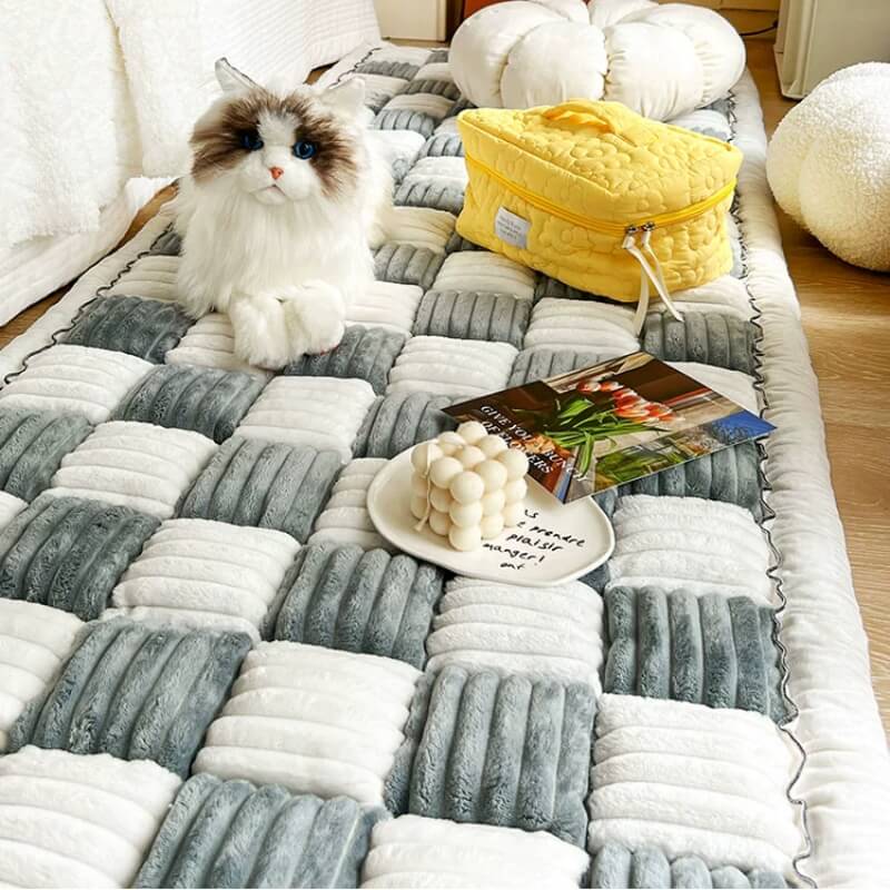 Plush Plaid Dog Blanket & Mat