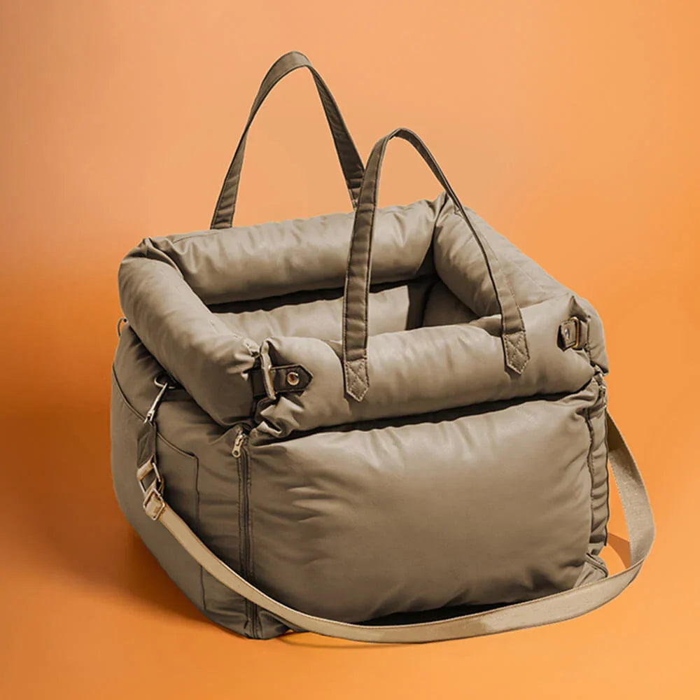 Luxury Faux Leather Dog Car Seat & Booster Bed