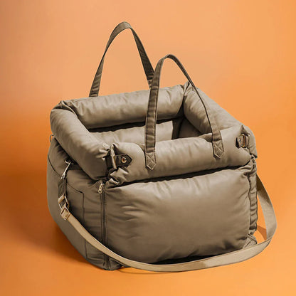 Luxury Faux Leather Dog Car Seat & Booster Bed