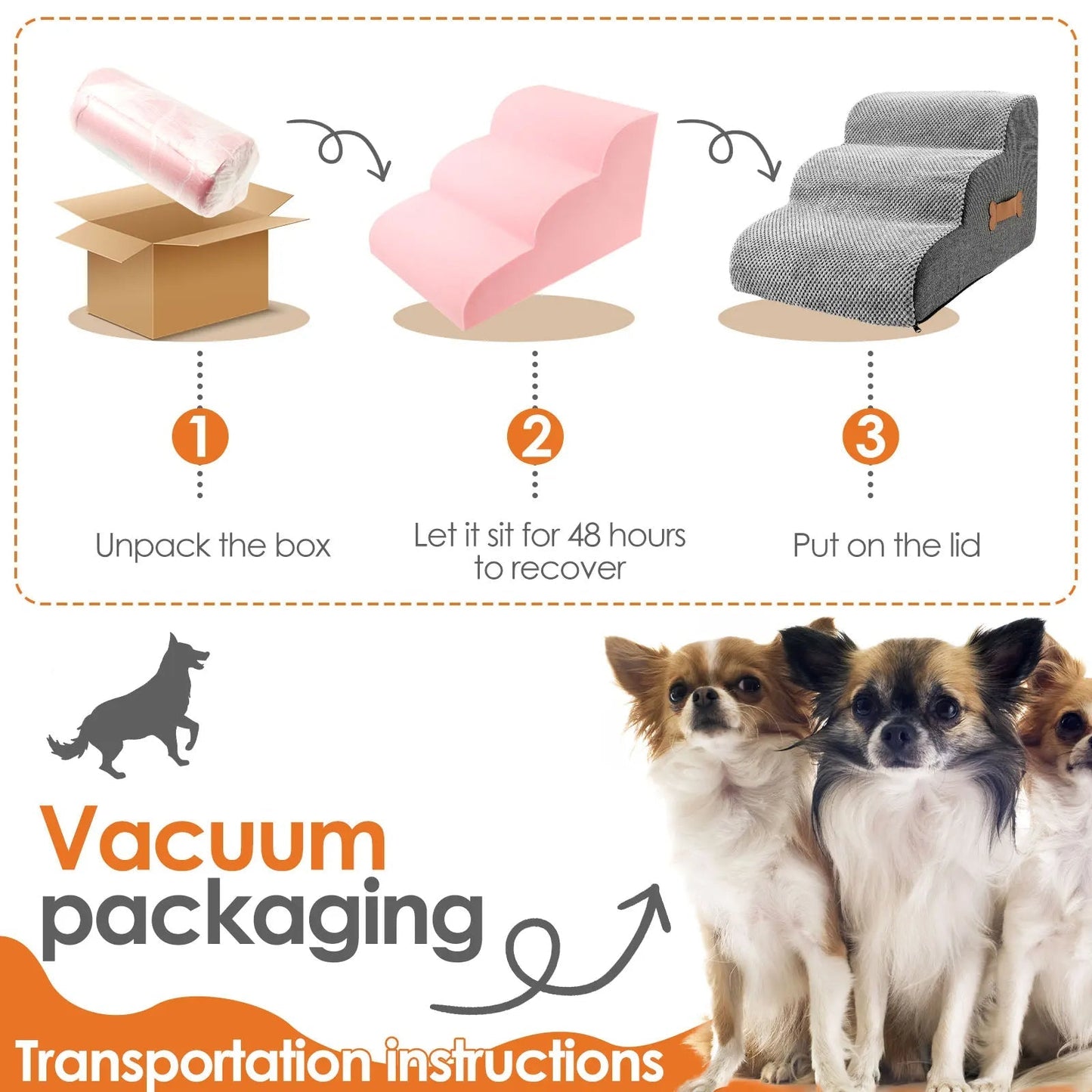 2-Step Pet Stairs for Beds, Sofas & Small Dogs