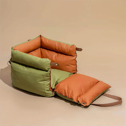 Luxury Faux Leather Dog Car Seat & Booster Bed