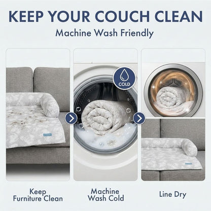 Cooling Couch Cover Dog Bed with Bolster Support