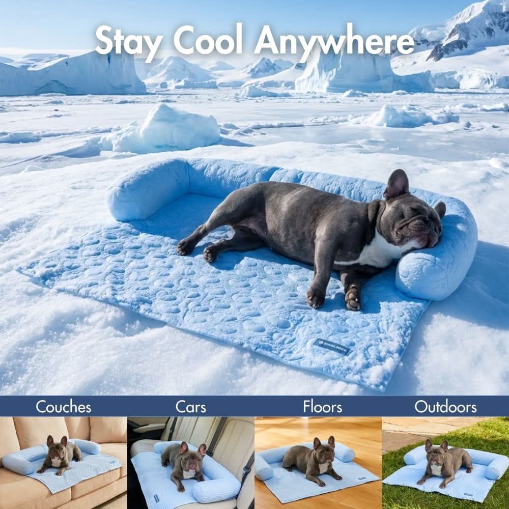 Cooling Couch Cover Dog Bed with Bolster Support