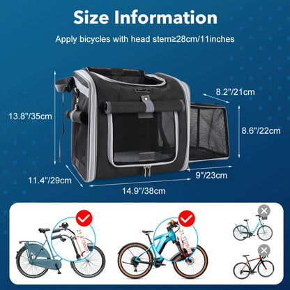 Expandable Pet Bike Basket for Small Dogs & Cats