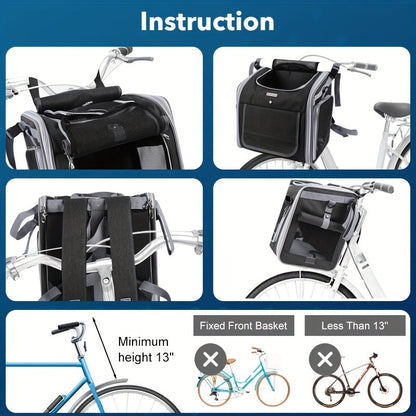 Expandable Pet Bike Basket for Small Dogs & Cats