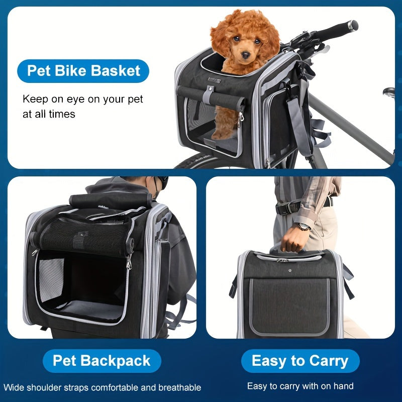 Expandable Pet Bike Basket for Small Dogs & Cats