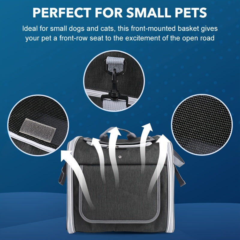 Expandable Pet Bike Basket for Small Dogs & Cats
