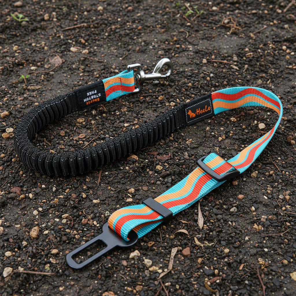 Adjustable Dog Car Seat Belt with Shock-Absorbing Bungee