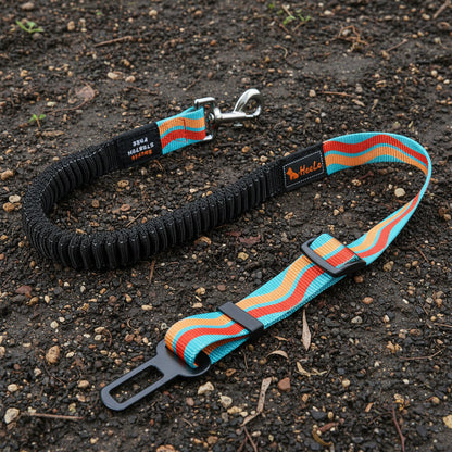 Adjustable Dog Car Seat Belt with Shock-Absorbing Bungee