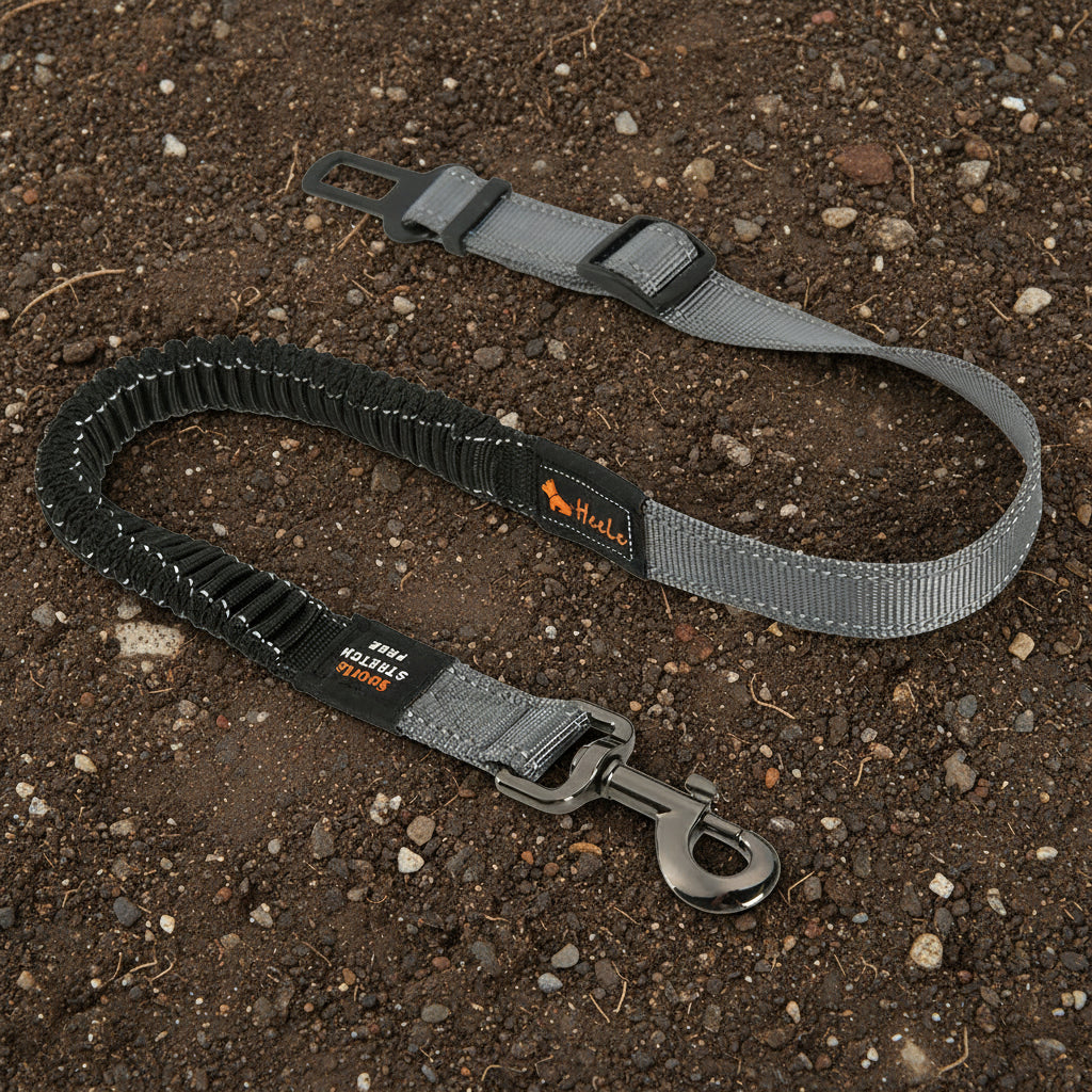 Adjustable Dog Car Seat Belt with Shock-Absorbing Bungee