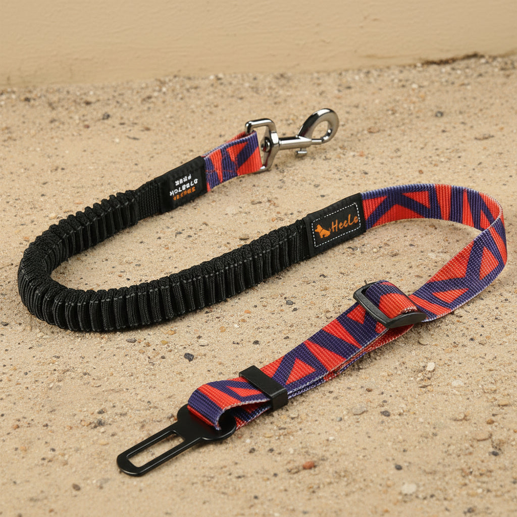 Adjustable Dog Car Seat Belt with Shock-Absorbing Bungee