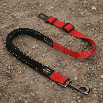 Adjustable Dog Car Seat Belt with Shock-Absorbing Bungee