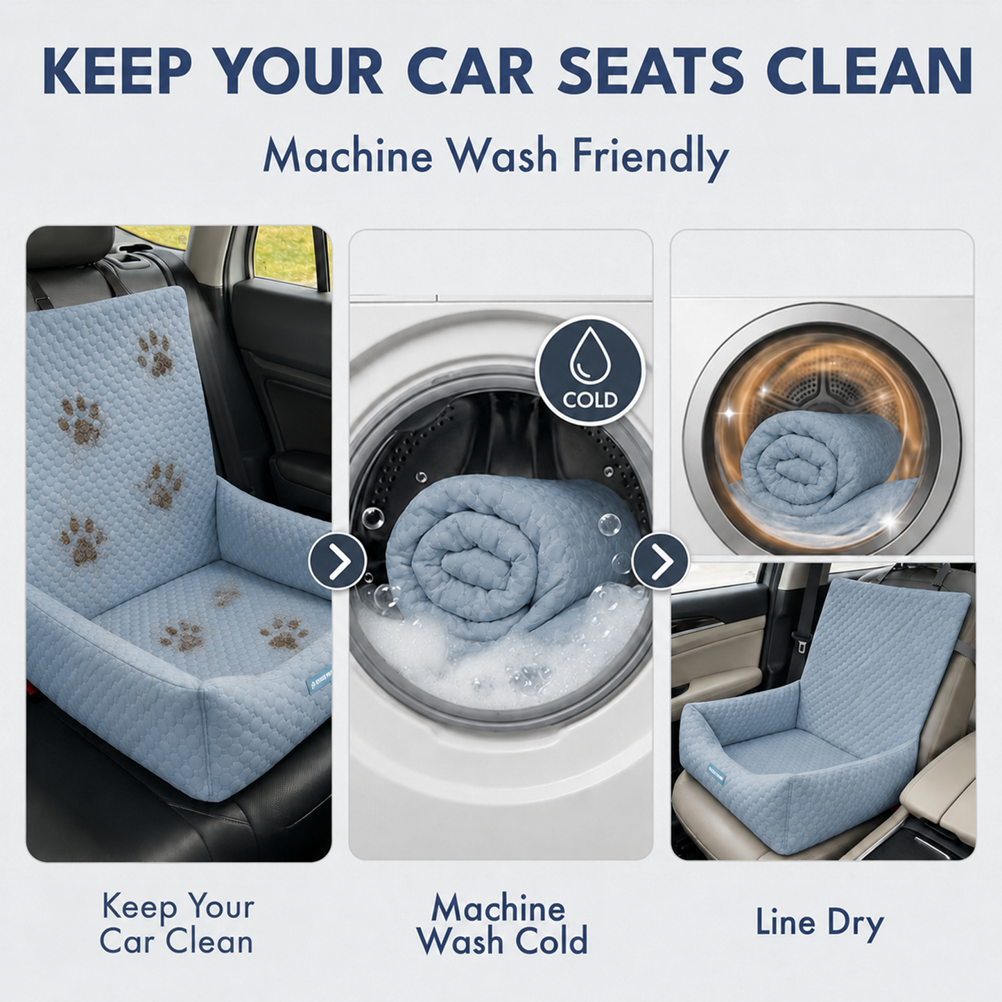 Cooling Dog Car Seat Bed with Headrest Strap