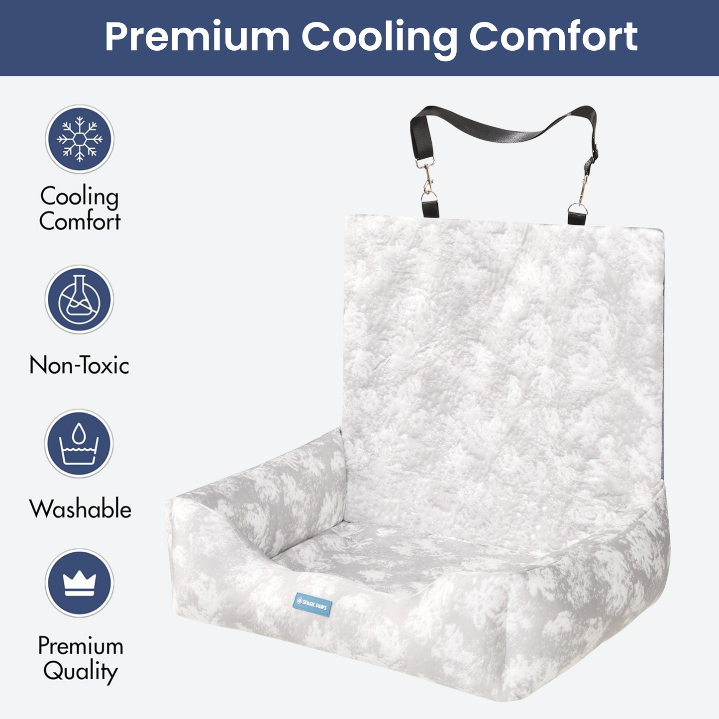 Cooling Dog Car Seat Bed with Headrest Strap