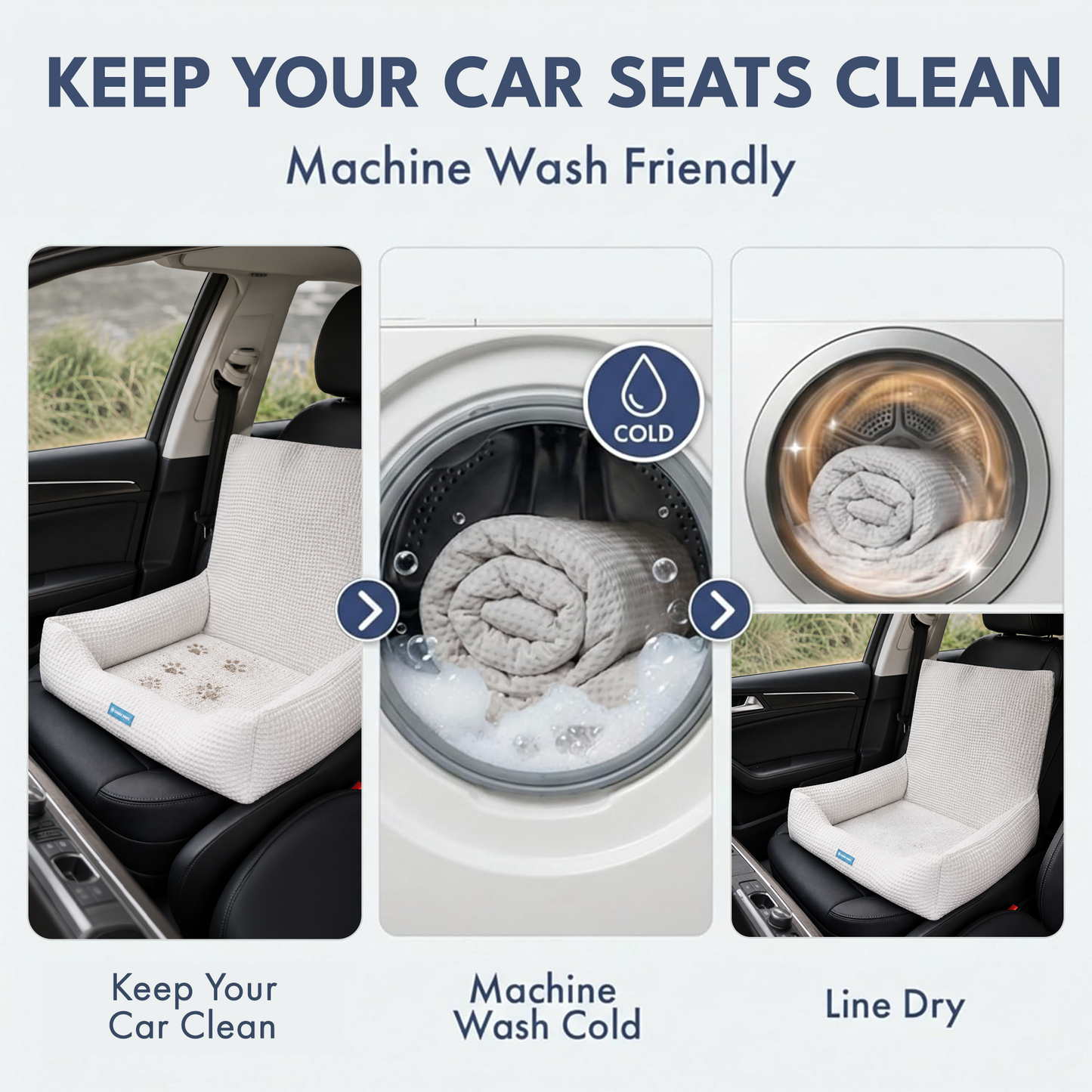 Cooling Dog Car Seat Bed with Headrest Strap