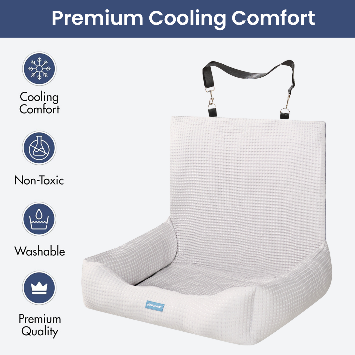 Cooling Dog Car Seat Bed with Headrest Strap