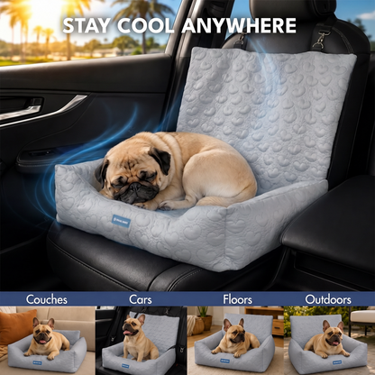 Cooling Dog Car Seat Bed with Headrest Strap