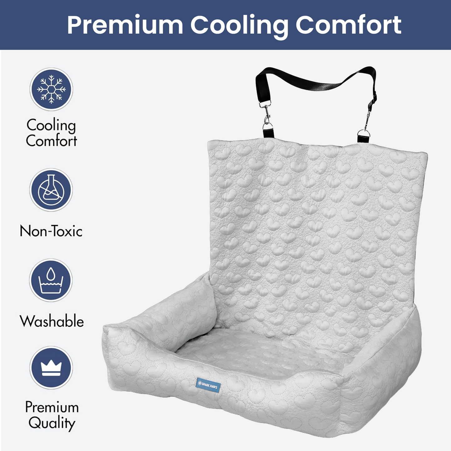 Cooling Dog Car Seat Bed with Headrest Strap