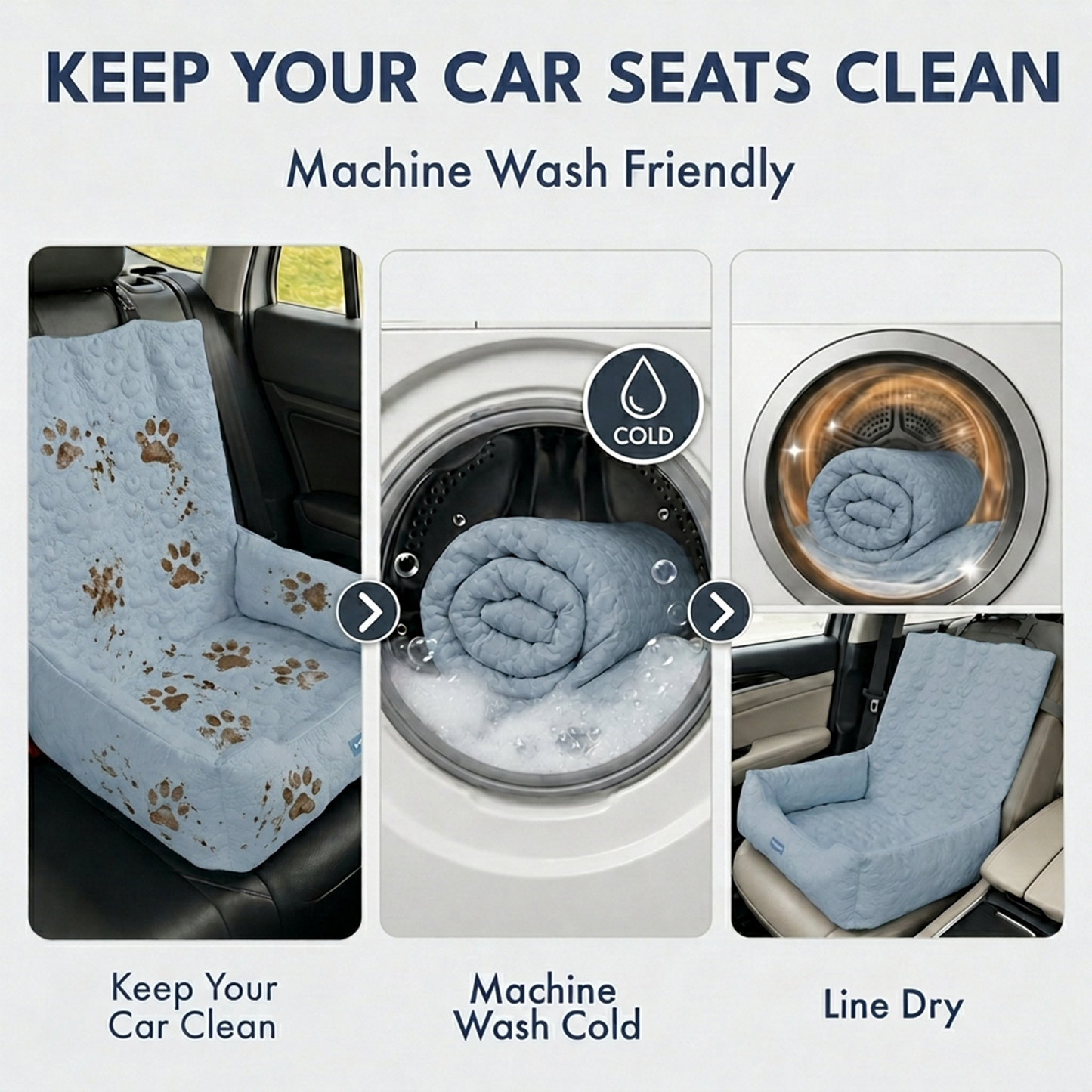 Cooling Dog Car Seat Bed with Headrest Strap