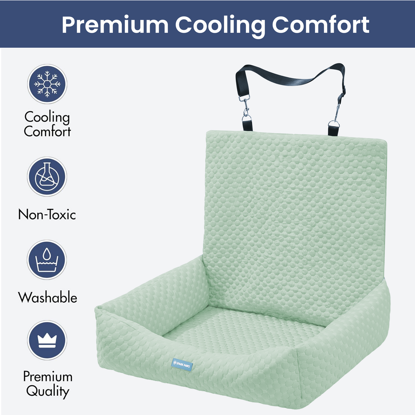 Cooling Dog Car Seat Bed with Headrest Strap