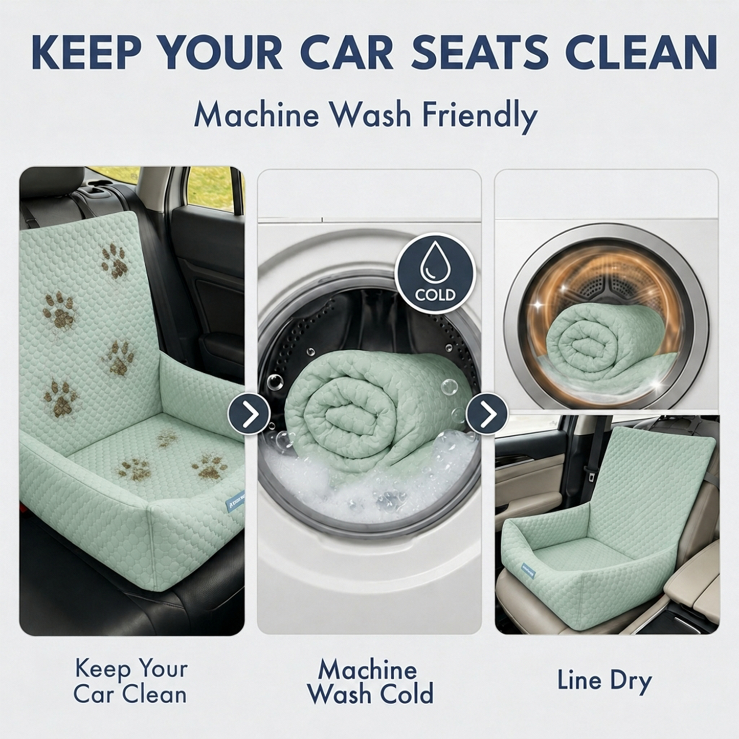 Cooling Dog Car Seat Bed with Headrest Strap
