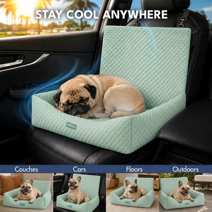 Cooling Dog Car Seat Bed with Headrest Strap