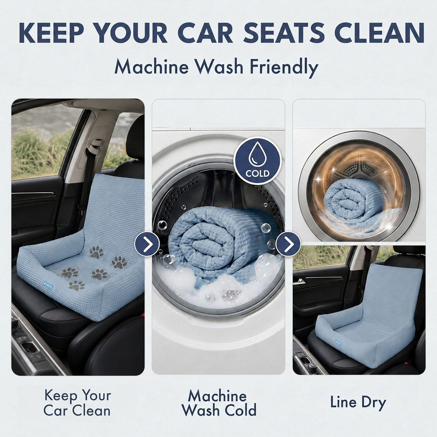 Cooling Dog Car Seat Bed with Headrest Strap