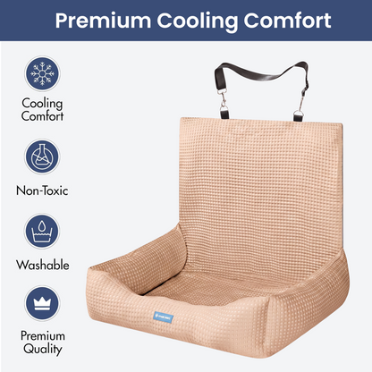 Cooling Dog Car Seat Bed with Headrest Strap