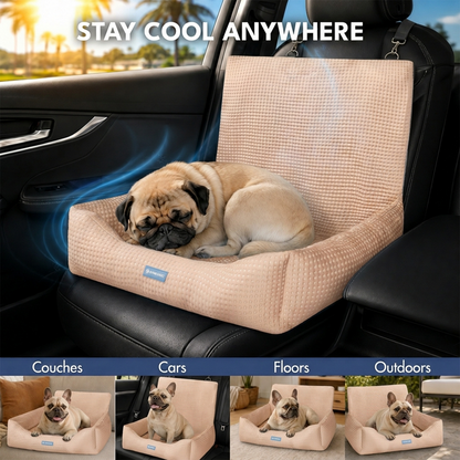 Cooling Dog Car Seat Bed with Headrest Strap