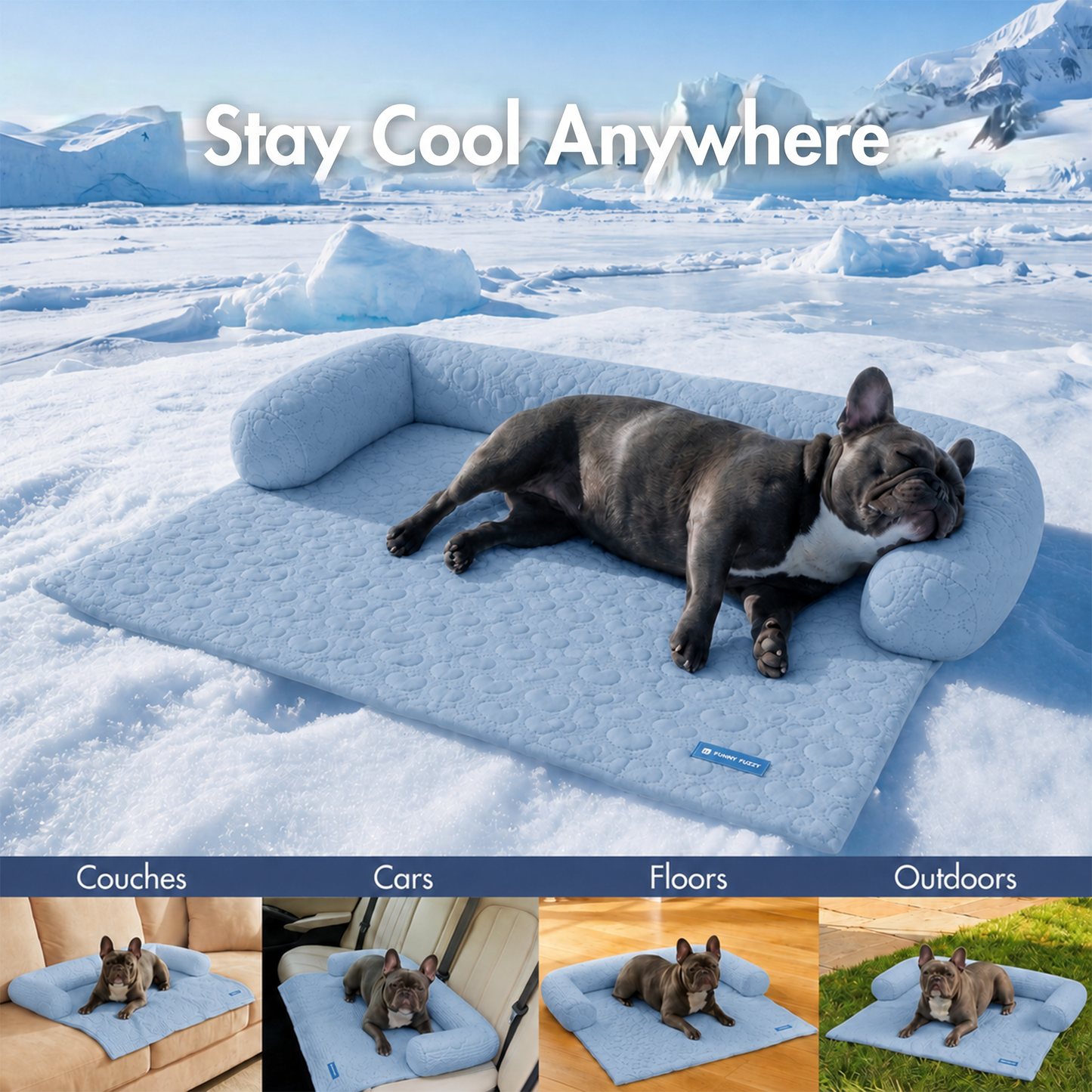 Cooling Couch Cover Dog Bed with Bolster Support