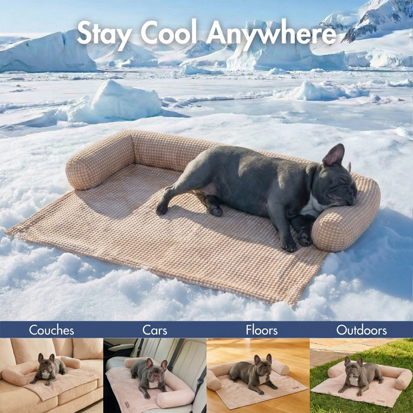 Cooling Couch Cover Dog Bed with Bolster Support
