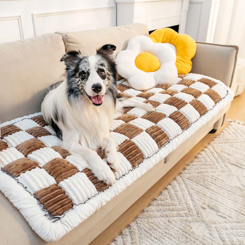 Plush Plaid Dog Blanket & Mat