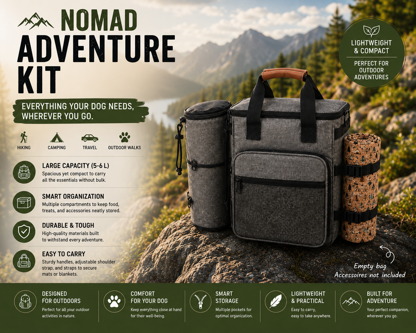 Modular Dog Travel Backpack with Storage Compartments