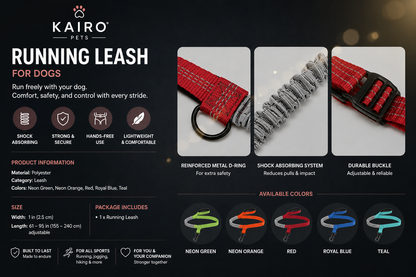 Hands-Free Running Dog Leash with Shock-Absorbing Bungee