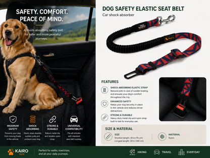 Adjustable Dog Car Seat Belt with Shock-Absorbing Bungee