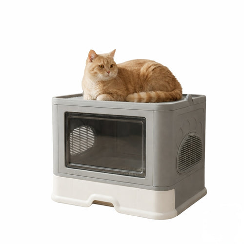 FurGrovers Foldable Enclosed Cat Litter Box
