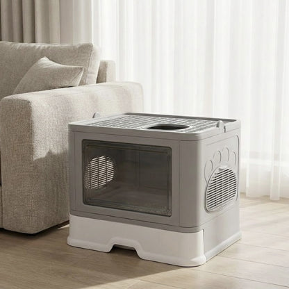 FurGrovers Foldable Enclosed Cat Litter Box