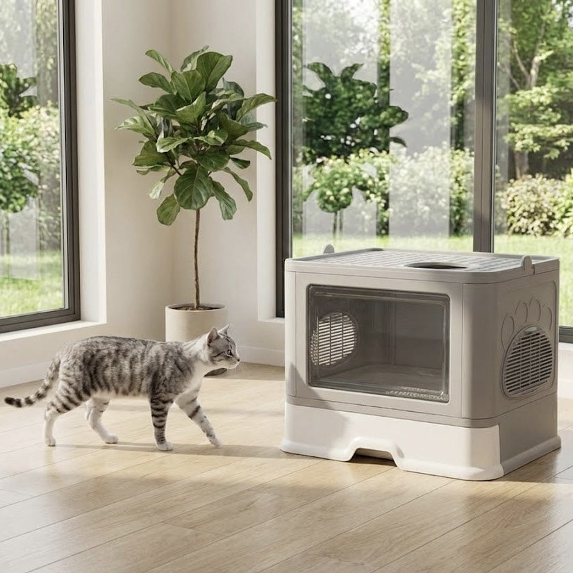 FurGrovers Foldable Enclosed Cat Litter Box