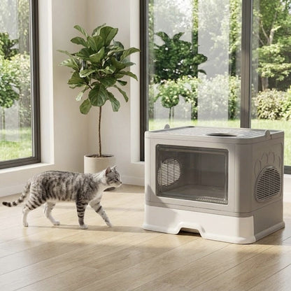 FurGrovers Foldable Enclosed Cat Litter Box