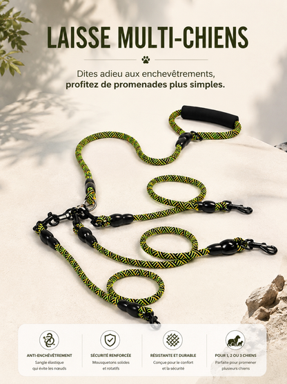 Tangle-Free Multi-Dog Leash for 1, 2 or 3 Dogs