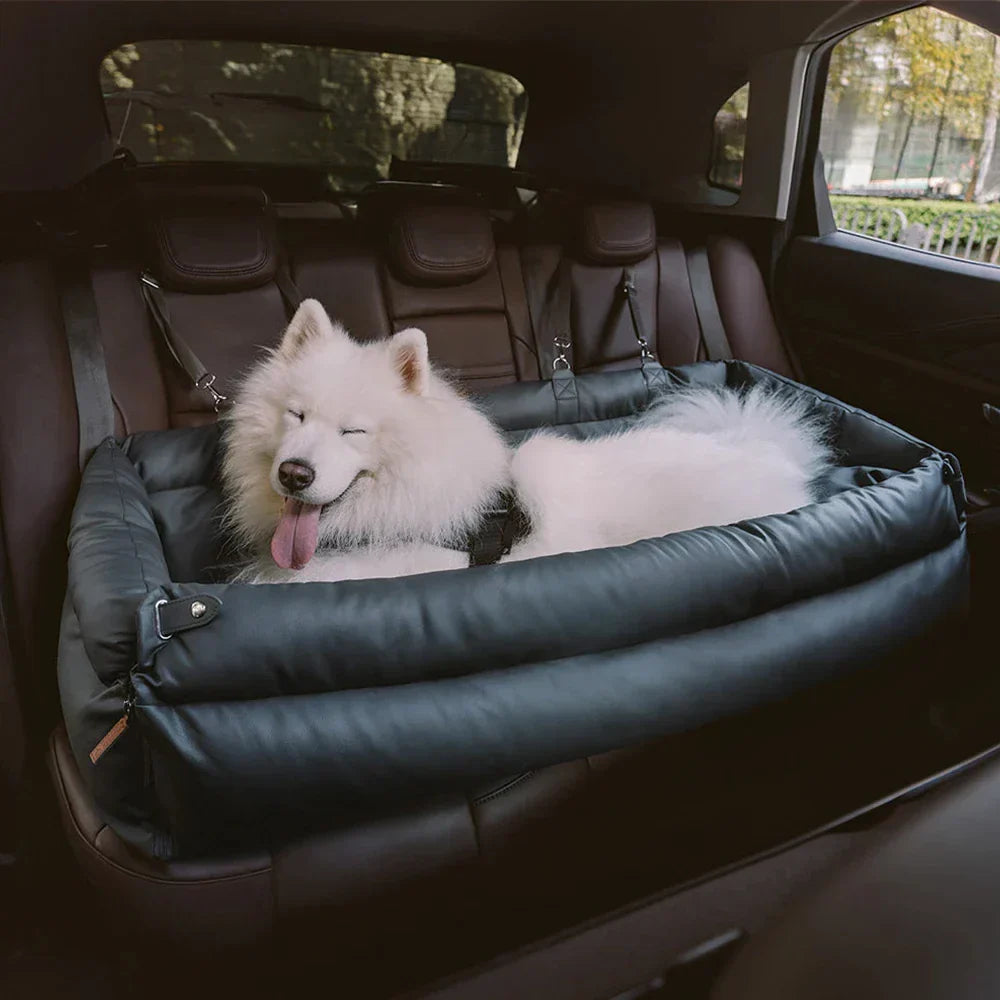 Luxury Faux Leather Dog Car Seat & Booster Bed