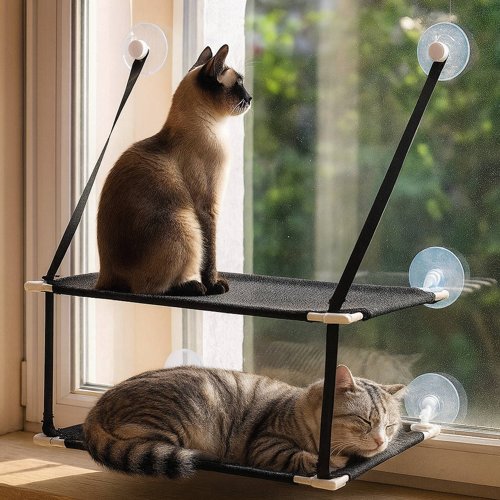 Suction-Mounted Cat Window Perch Hammock