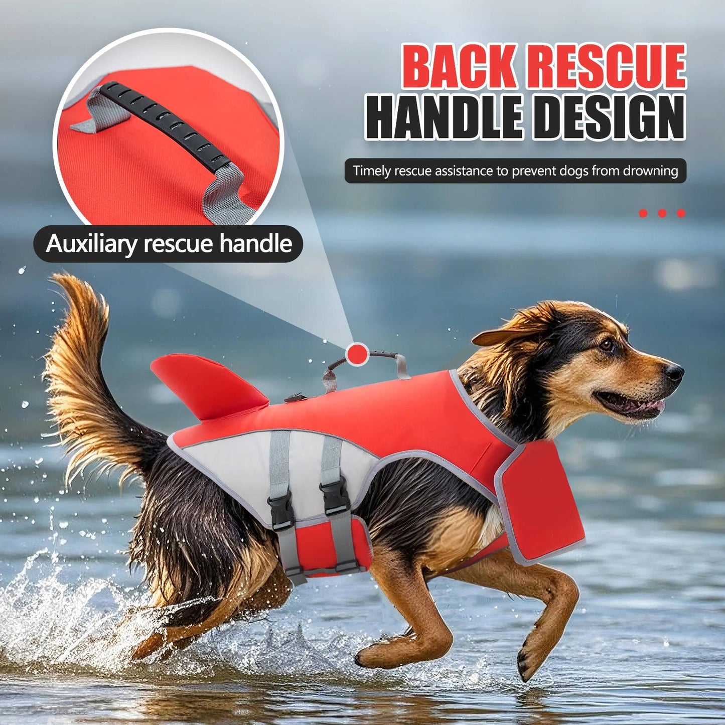 Adjustable Dog Float Jacket with Rescue Handle