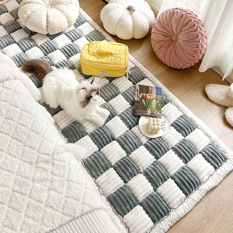 Plush Plaid Dog Blanket & Mat