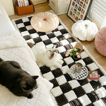 Plush Plaid Dog Blanket & Mat