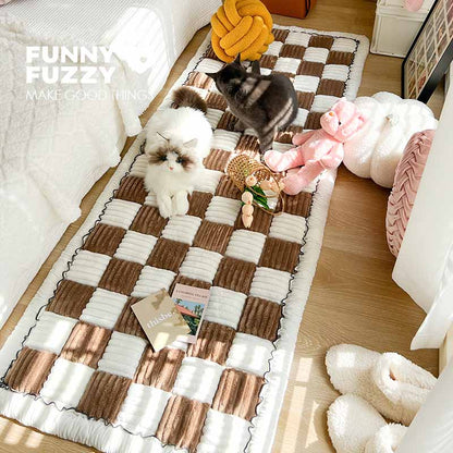 Plush Plaid Dog Blanket & Mat