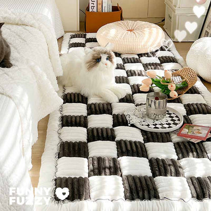 Plush Plaid Dog Blanket & Mat