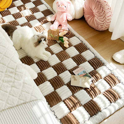 Plush Plaid Dog Blanket & Mat